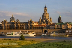 Abendlicher Blick auf die Altstadtsilhouette von Dresden