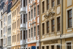 Wiederaufgebautes Altstadtviertel in der Nähe der Frauenkirche in Dresden