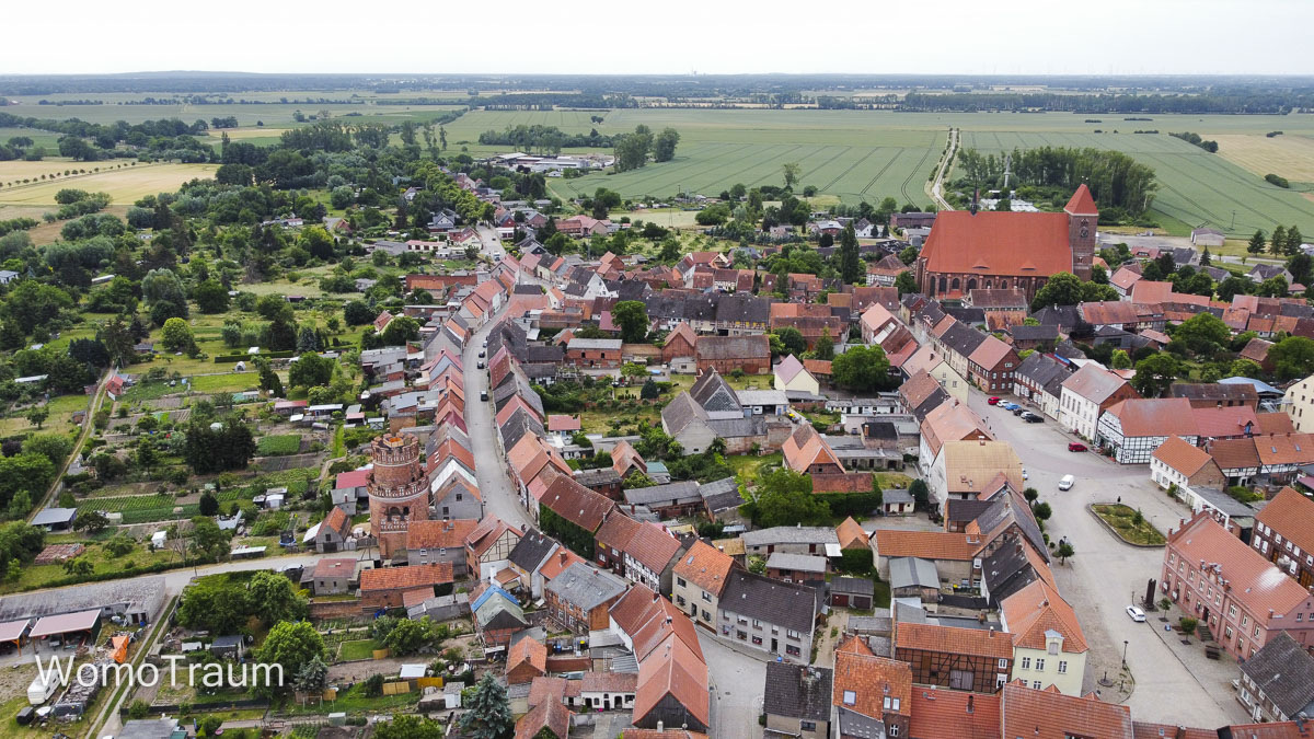 Luftaufnahme der Hansestadt Werben in Sachsen-Anhalt