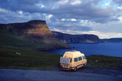 Der T3 Joker mit festem Hochdach. Er hat uns jahrelang durch viele Länder begleitet. Hier in Schottland.