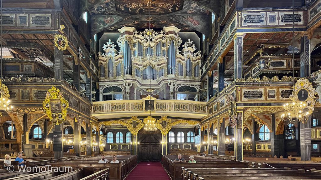 Swidnica, Blick in die Friedenskirche, die größte Fachwerkkirche Europas